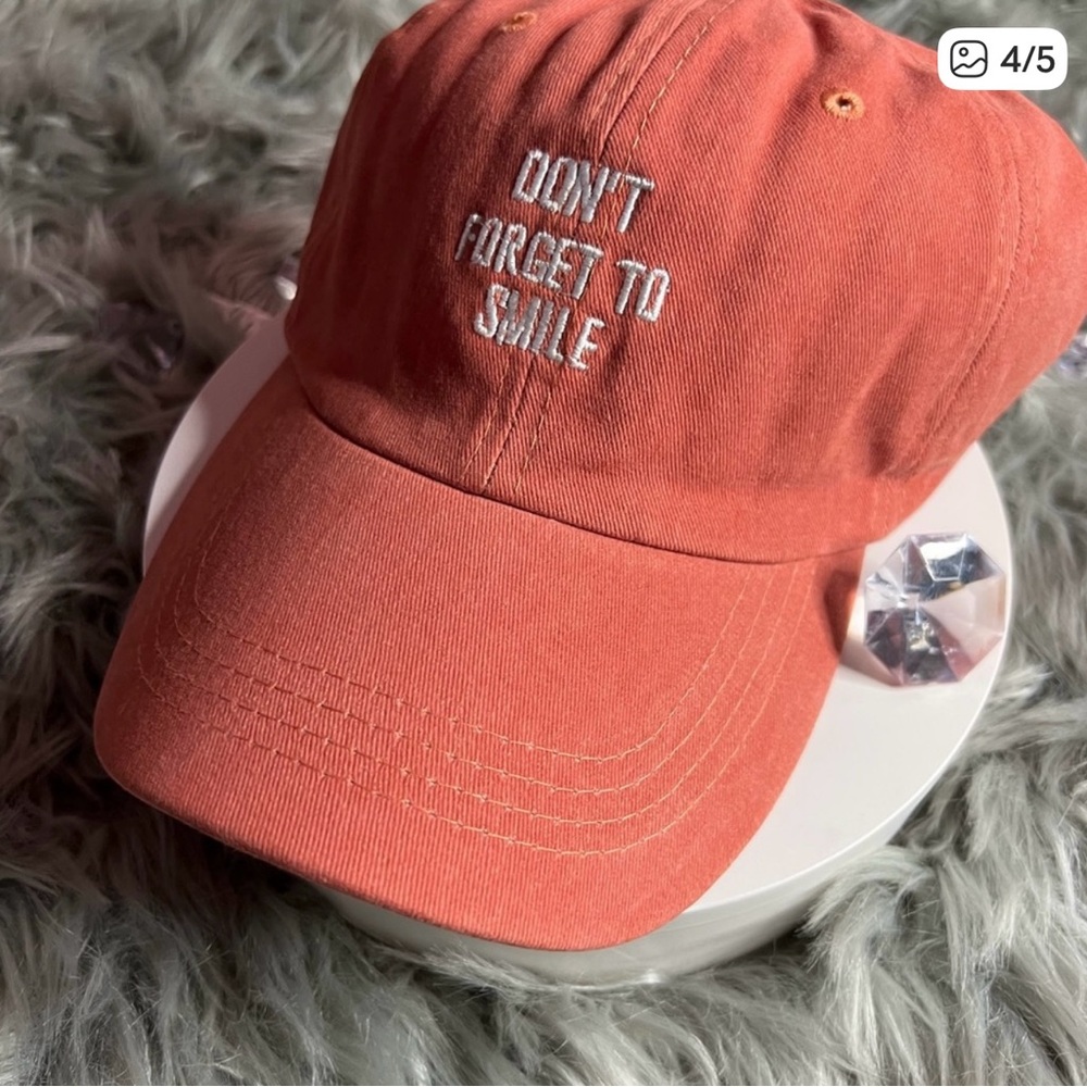 SHEIN Coral Cap with Embroidered Message